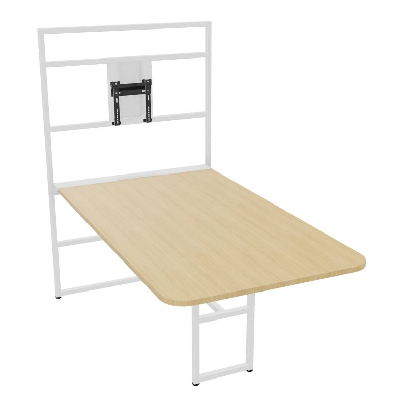 TABLE ALMA H74/H165CM RÉHAUSSE SUPPORT TV ÉP25MM L98XP180+GOULOTTE+CAPOT PIVOTANT+GAINE Z