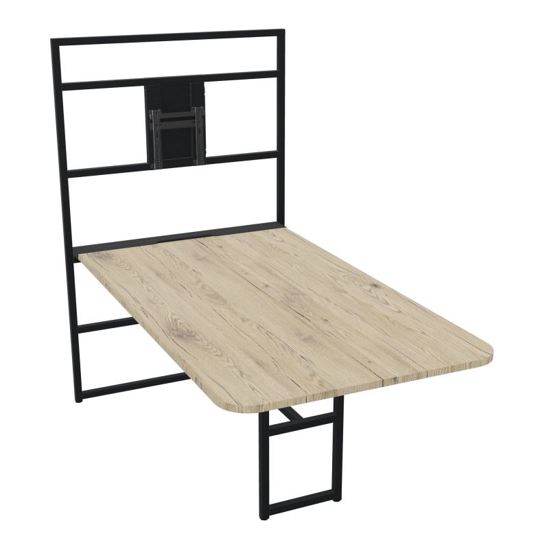TABLE ALMA H74/H165CM RÉHAUSSE SUPPORT TV ÉP25MM L98XP180+GOULOTTE+CAPOT PIVOTANT+GAINE ZI