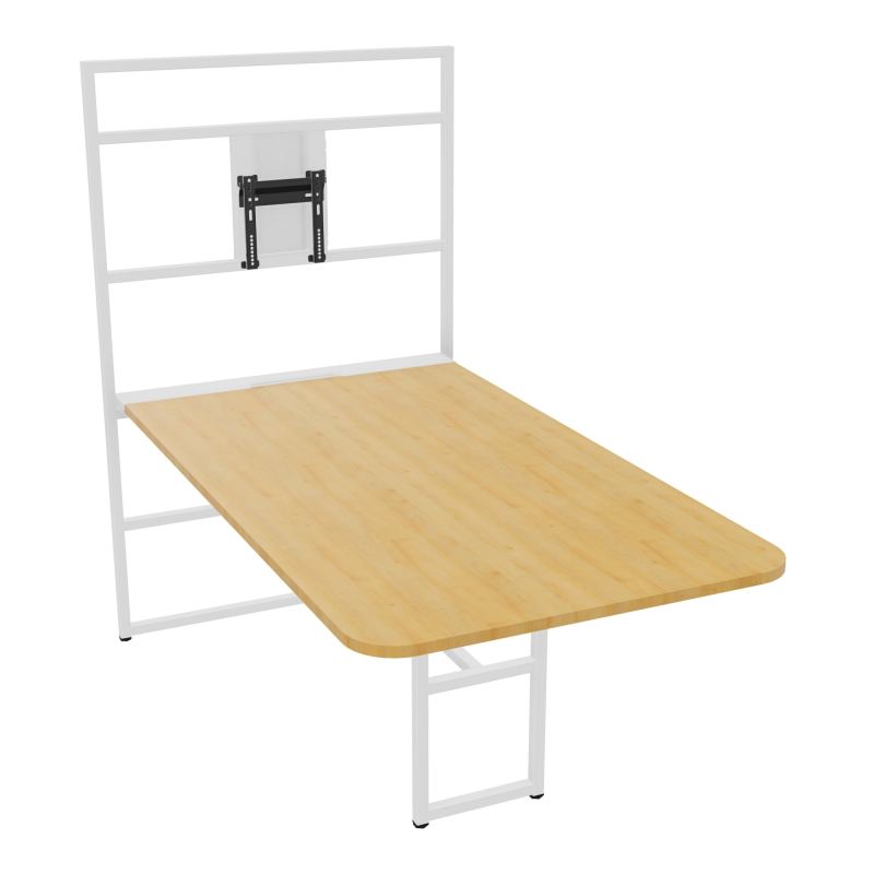 TABLE ALMA H74/H165CM RÉHAUSSE SUPPORT TV ÉP25MM L98XP180+GOULOTTE+CAPOT PIVOTANT+GAINE Z