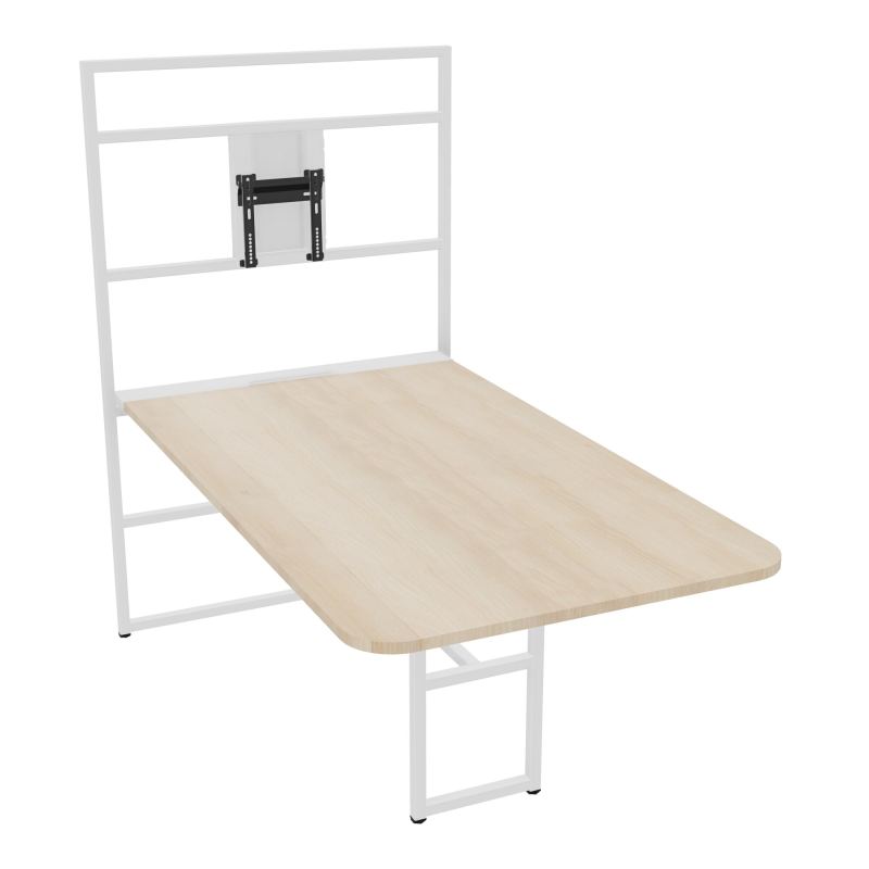 TABLE ALMA H74/H165CM RÉHAUSSE SUPPORT TV ÉP25MM L98XP180+GOULOTTE+CAPOT PIVOTANT+GAINE Z