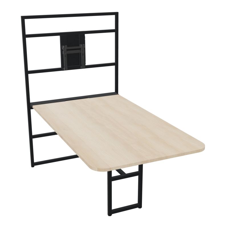 TABLE ALMA H74/H165CM RÉHAUSSE SUPPORT TV ÉP25MM L98XP180+GOULOTTE+CAPOT PIVOTANT+GAINE Z