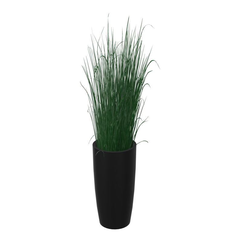 GRAMINEE FOLLE POT RD NOIR LAQUE H70 X D35 CM GRAVIER GRIS
